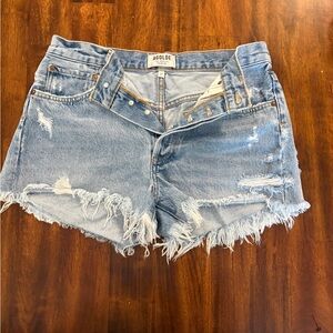 AGOLDE Women's Light Blue Distressed Denim Shorts - 27
